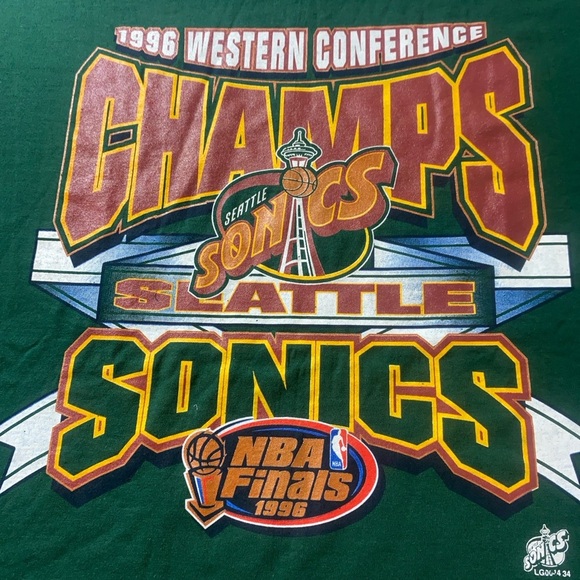 RARE-Vintage 1996 Seattle SuperSonics Western Conference Champs NBA Finals Tee - Picture 2 of 11
